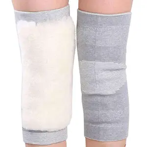 Joelheira de lã macia e confortável, almofadas de joelho grossas para alívio da dor nas articulações, aquecimento e suporte de joelho