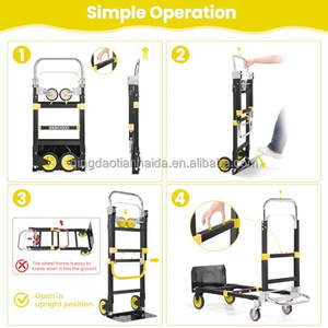 Chariot à main robuste 3-en-1 en alliage d'aluminium avec plateforme à 2 roues pour déménagement et stockage professionnels (60x90cm) - Product Image 3