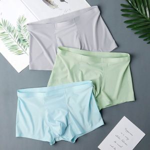 Calzoncillos bóxer de seda helada para hombre, de tiro medio, ligeros, sin costuras, transpirables, para verano, para hombres y niños - Product Image 1