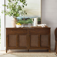 Buffet de luxe antique en chêne massif à 4 portes avec tiroirs, meuble de rangement de cuisine, meuble de salle à manger