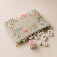 Sac de rangement pour tuiles de mahjong en toile brodée sur mesure, vente en gros, broderie florale OEM, pochette de rangement pour tuiles de mahjong, directement de l'usine