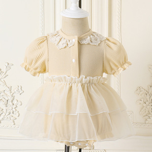 Dulce bebé <span class=keywords><strong>para</strong></span> verano Casual encaje cumpleaños cuello redondo botón <span class=keywords><strong>para</strong></span> bebés niñas pequeños - Product Image 1