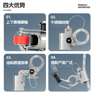 GWP Palmersafety - Agarrador de Cuerdas de Acero Inoxidable con Capacidad de 310 lb, Bloqueo Automático por Resorte para Anillo de Elevación en la Industria Eléctrica - Product Image 5