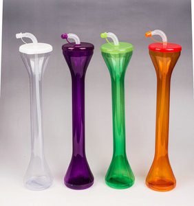 Haltères en plastique multicolores personnalisées, tasses en verre de jardin, cannette de bière à long cou pour kits de fournitures de fête jetables - Product Image 5