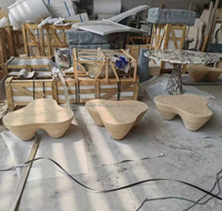 Table d'appoint ovale en marbre naturel Nodic, ensemble de tables basses en travertin, vente directe d'usine pour salon