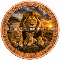 Médaille de collection en cuivre pur 999 de 1 Troy Oz, colorée aux UV, en relief, sur le thème de la faune, cadeau