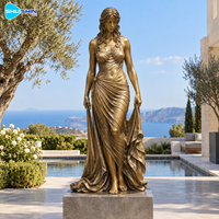 Sculpture élégante de dame en bronze, moulage à la cire perdue, statue personnalisée de figure féminine, décoration extérieure durable pour hôtel, villa, jardin, place publique