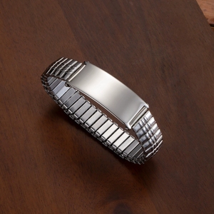 Châu Âu Người Đàn Ông Mỹ Thép Không Gỉ Cong Thương Hiệu Đồng Hồ Chuỗi Vòng Đeo Tay Bạc Vàng Khắc Dây Đeo Đàn Hồi Quà Tặng Mới Lạ - Product Image 5