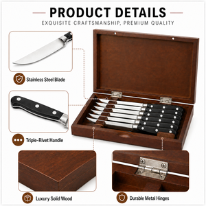 TOALLWIN Ensemble de 8 <span class=keywords><strong>couteaux</strong></span> à steak en acier inoxydable 3Cr13 avec lame dentelée et manche en ABS pour restaurant et cuisine - Product Image 5