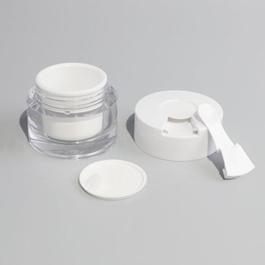 Juego de tarros de crema de lujo de doble pared de 50g, 30g y 15g, tarro cosmético de PS con revestimiento interior de ABS y espátula, envase para el cuidado de la piel de marca privada - Product Image 5