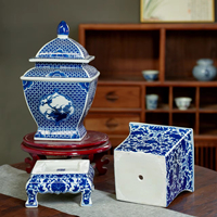 Jingdezhen-Pot d'orchidée carré en céramique émaillée peint à la main, licorne Arhat pin bonsaï, décor de jardin vintage pour usage domestique au sol