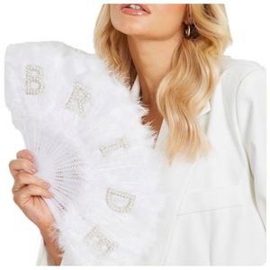 Abanicos Decorativos para Bodas con Diseño de Plumas Blancas para Novia - Product Image 1