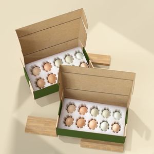 Individuell Bedruckte Eierkartons Braune Wellpappe Verpackungsbox für Eier Landwirtschaftliche Papierbox Mit Schaumstoffeinlage - Product Image 1