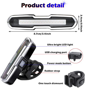 Luz Trasera <span class=keywords><strong>Led</strong></span> para Bicicleta Lista para Enviar, Lámpara de Ciclismo para Bicicleta de Montaña de 120 Lúmenes, Luz Delantera y Trasera Recargable por USB con Batería de Litio - Product Image 4