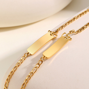 Brazalete de Barra Lisa de Acero Inoxidable, Diseño Simple, Chapado en Oro, Joyería Personalizada, Brazalete de Tamaño Infantil - Product Image 6