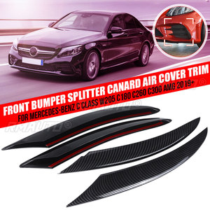 Pair for Mercedes-Benz C Class W205 C180 C260 C300 for AMG 2019+ Front Bumper Fog Light Lamp <b>Splitter</b> Canard Air Cover Trim - Product Image 1