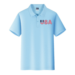 Polo personnalisé pour hommes en relief 100 coton T-shirt impression lavage T-shirts de créateur pour le 4 juillet - Product Image 4
