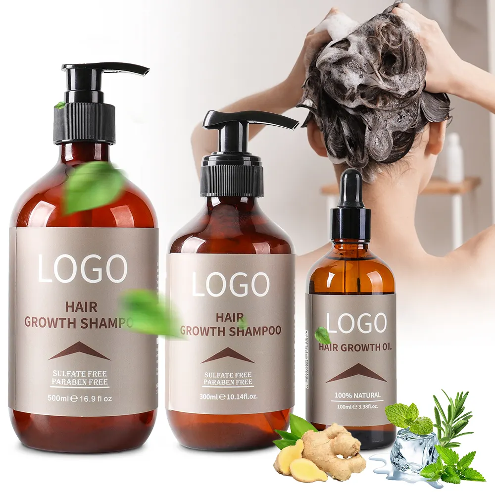 Ensemble de sérum de croissance des cheveux bio en gros antichute de cheveux gingembre meilleur shampooing et après-shampooing pour la croissance des cheveux