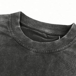 Custom Men's Vintage T-Shirts Acid Washed Distressed Oversized 100% Cotton Regular Fit Luxury Blank Solid Pattern Knitted O-Neck - Product Image 3