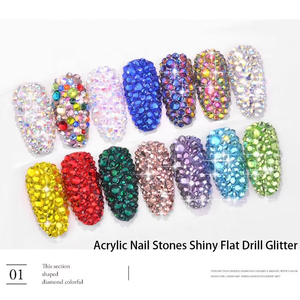 12 rejillas de cristal de colores 3D para decoración de <span class=keywords><strong>uñas</strong></span>, <span class=keywords><strong>piedras</strong></span> <span class=keywords><strong>acrílicas</strong></span>, taladro plano brillante, piedra brillante, diamantes de imitación - Product Image 2