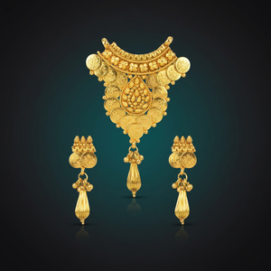 Compre en Línea: Exportador y Fabricante de Hermosos Mangalsutras de Templo Chapados en Oro Hechos a Mano 12147 para Aniversario, Diseño Paz - Product Image 3
