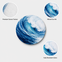Impression sur toile moderne de vagues océaniques rondes, art mural de qualité supérieure, peinture de mer bleue vibrante pour salon