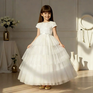 Abito Lungo di Lusso con Corpetto di Paillettes per Bambine, Vestito Formale per Matrimoni, Compleanni, Recital di Pianoforte e Feste - Product Image 1