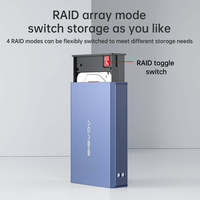 Boîtier en alliage d'aluminium pour SSD/HDD SATA 2,5 pouces double baie, USB 3.2 Type C 5 Gbps avec 4 modes RAID
