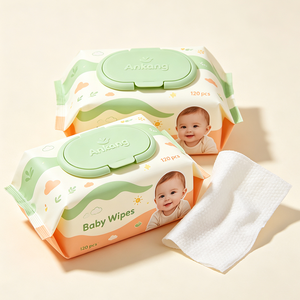 Lingettes pour bébés sensibles, neuves, d'usine OEM, en gros, épaisses, hypoallergéniques, nettoyantes douces, 99,9 % d'eau, lingettes humides pour bébés, usine - Product Image 1