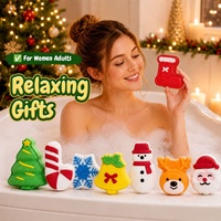 Bombes de bain festives en forme de dessin animé au sel marin pour Noël, bombes effervescentes infusées aux huiles essentielles, adorables et relaxantes, faites à la main pour le spa