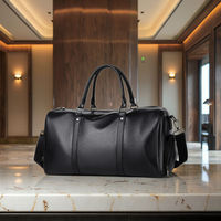 Sac de voyage de week-end pour homme en cuir PU, grande capacité, imperméable, avec fermeture éclair, poche pour vêtements mouillés, logo personnalisé, portable