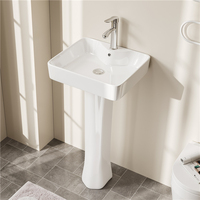 Lavabos de salle de bain simples à utiliser dans les hôtels modernes Lavabo à main en céramique avec support au sol Porte-serviettes