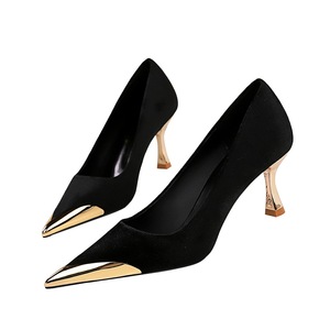 Zapatos de Tacón Alto Elegantes y Sensuales para Mujer, Diseño Xi Shi, Punta Metálica, Tacón de Copa de Vino, Estilo Club Nocturno - Product Image 5