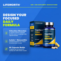 LIFEWORTH Capsules Cognition Vision Marque Privée Citicoline Lutéine Baies Cerveau et Yeux 60 Capsules OEM ODM