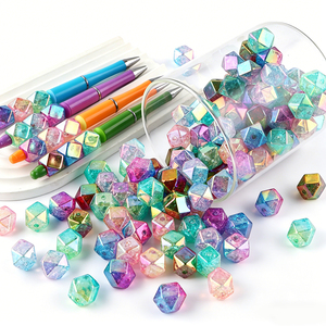 Loose <b>Beads</b> Popular Design Color Electroplating Polyhedral Acrylic Loose <b>Beads</b> DIY Handmade Straight Hole Jewelry Accessories - Product Image 1