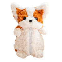 Trousse à crayons en peluche mignonne, chiot de dessin animé, grande capacité, sac de papeterie pour filles, créatif, souple, portable pour l'école, chien 3D