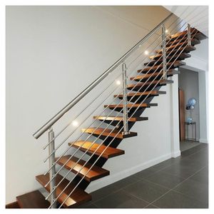 Ace <span class=keywords><strong>Exterior</strong></span> Durable <span class=keywords><strong>Cable</strong></span> de acero inoxidable Barandilla de alambre Barandilla de escalera con pasamanos de madera o acero para casa - Product Image 3