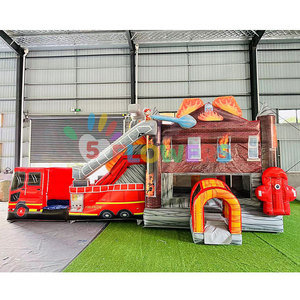 Grand château gonflable commercial extérieur de <span class=keywords><strong>camion</strong></span> de pompiers de zamek de dmuchany avec la glissière pour la <span class=keywords><strong>location</strong></span> de partie - Product Image 2