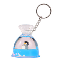 Porte-clés liquide en acrylique, mini sac porte-bonheur, avec flotteurs 3D (ours, pingouin, étoile de mer) et paillettes liquides colorées, personnalisable, cadeau