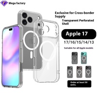 CJH Apple 17promax Fine-Hole Transparent iPhone 16 Phone Case Magnetic Suction 15 Hard Shell Wireless Charging Gift Welcome Gift