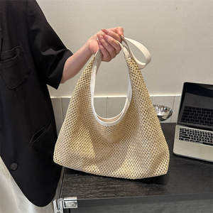 Summer New Popular Women's <b>ZIP</b> Closure Braided Straw Woven Shoulder <b>Tote</b> Bag Fashionable Stylish Seaside Travel Beach Tanjing - Product Image 2