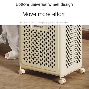 <span class=keywords><strong>Cesto</strong></span> per Bucato Pieghevole con Ruote, Contenitore Portatile in Plastica per Vestiti <span class=keywords><strong>Sporchi</strong></span>, per Bagno, Camera da Letto e Uso Domestico - Product Image 4