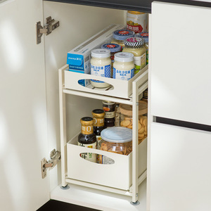 Pull Out Storage Rack Cabinet <b>Shelf</b> Kitchen Spice Drawer Tiered Organizer Rectangle Bolt <b>Inserting</b> Type Food Container - Product Image 2