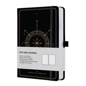 Großhandel Folie gestempelt schwarz Stoff Hardcover benutzer definierte Logo 160g/m² Dot Notebook mit Seitenzahl