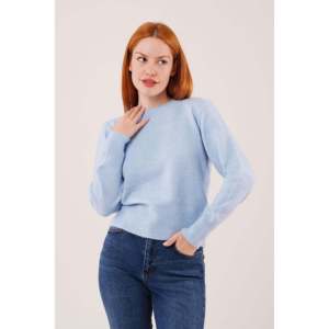 Maglione da Donna a Collo Tondo, Blu Chiaro, Manica Lunga, Anti-Pilling, Casual, Lavorazione a Maglia 14 Gg - Product Image 4