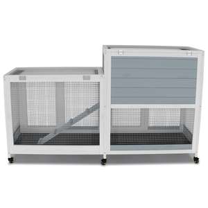 Gabbia per Conigli in Legno da Esterno con Ruote, Casa per Porcellini d'India e Piccoli Animali, Impermeabile con Vassoio Antigoccia - Product Image 5