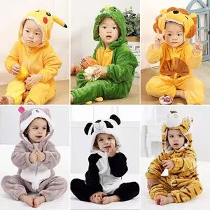 Macacão infantil de algodão com capuz, roupas de bebê recém-nascido, macacão fofinho com animais de panda para meninos e meninas de uma peça