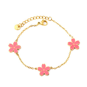 Pulsera de Flor de Cerezo con Cadena Dorada, Joyería para Mujer, Regalo, Accesorio de Moda - Product Image 2