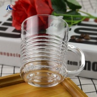 Café en verre par sublimation Tasses à café moka Tasse à bière sculptée à rayures horizontales Tasse à avoine verrerie