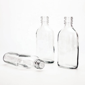 विस्टा पारदर्शी 125 एमएल 175 मिली 200 एमएल 375 मिली स्पष्ट पोर्टेबल एक्सुउत्तम फ्लैस्क ग्लास बोतल स्क्रू फिनिश के साथ क्लासिक फ्लैट बोतल - Product Image 5